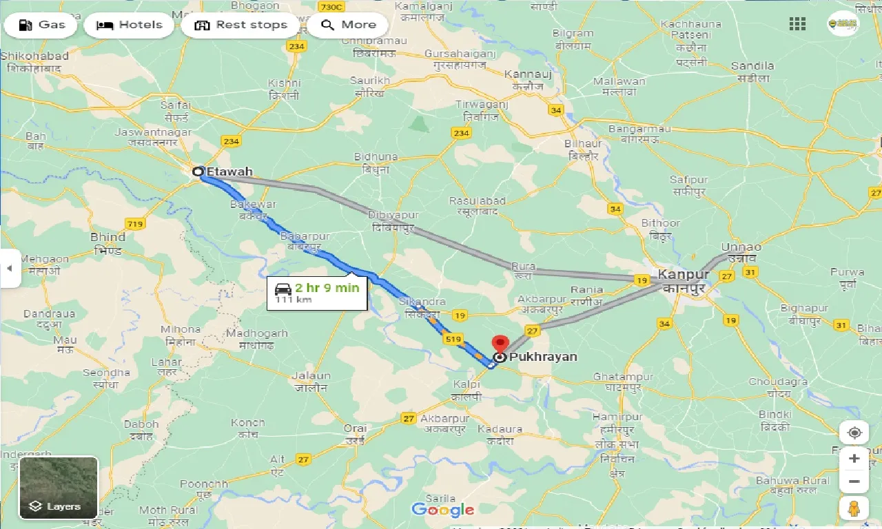 etawah-to-pukhrayan-one-way