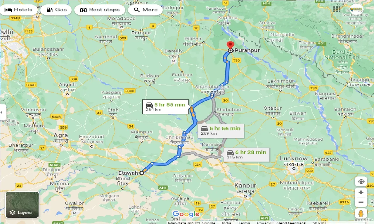 etawah-to-puranpur-one-way