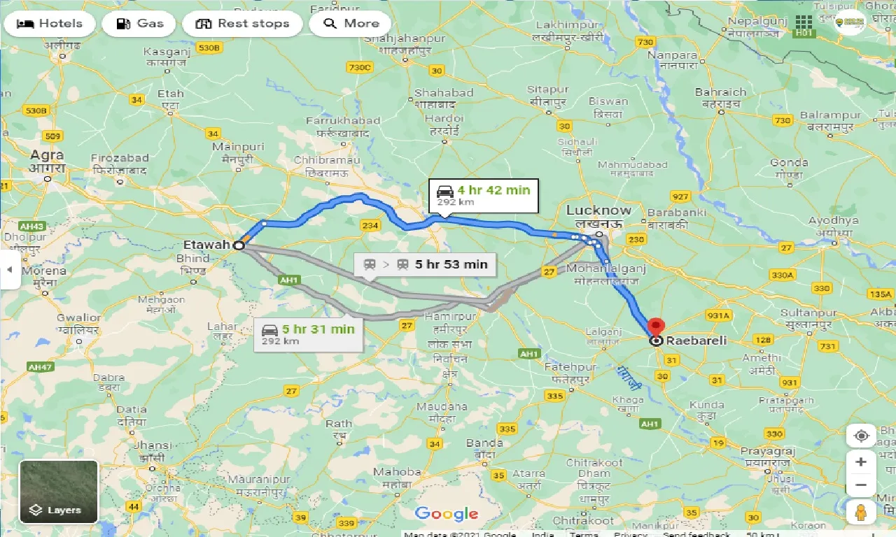 etawah-to-raebareli-one-way