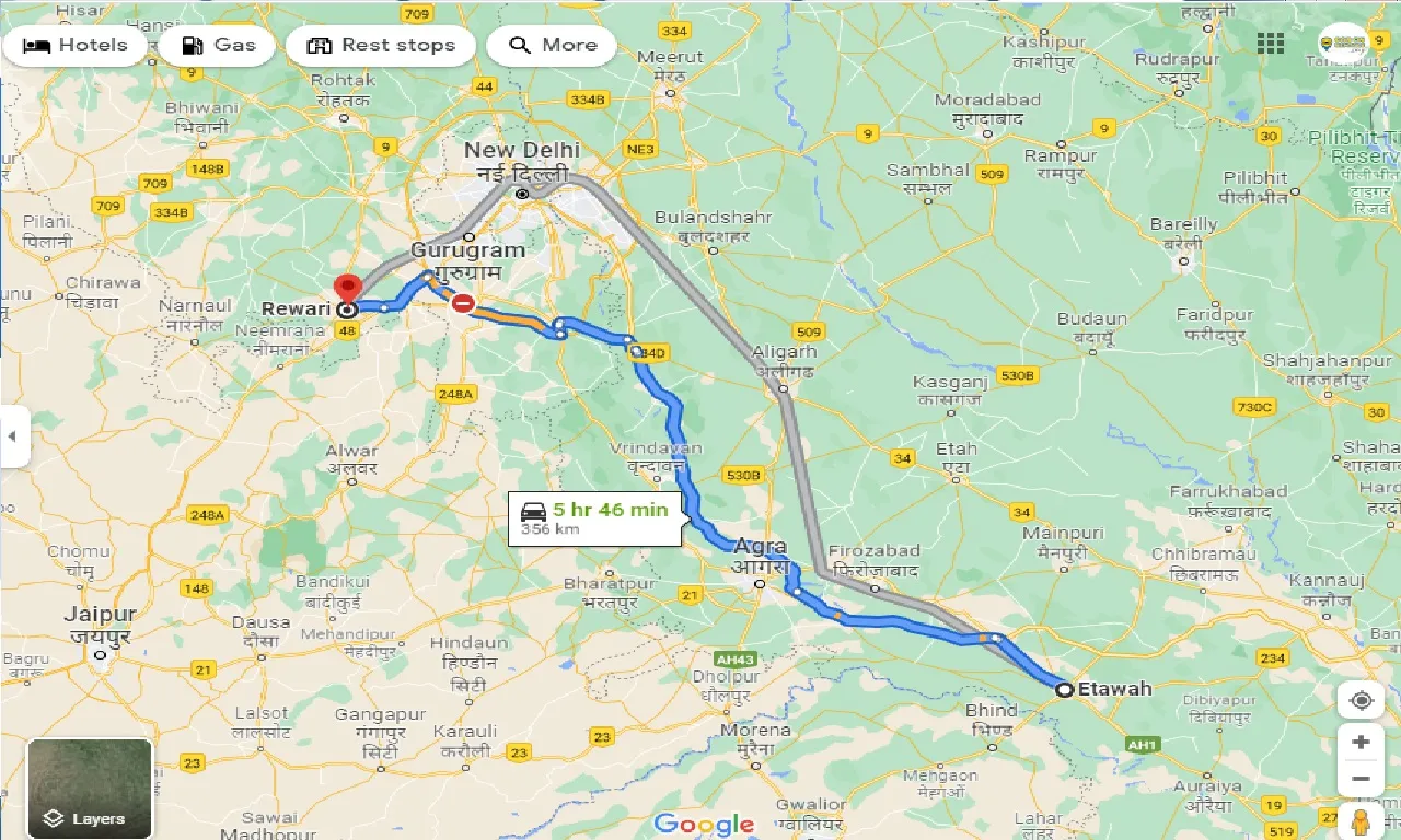 etawah-to-rewari-taxi