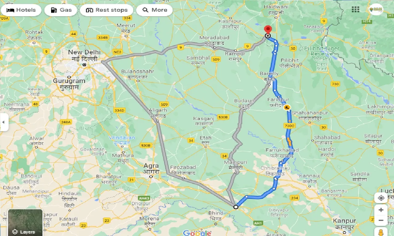 etawah-to-rudrapur-one-way