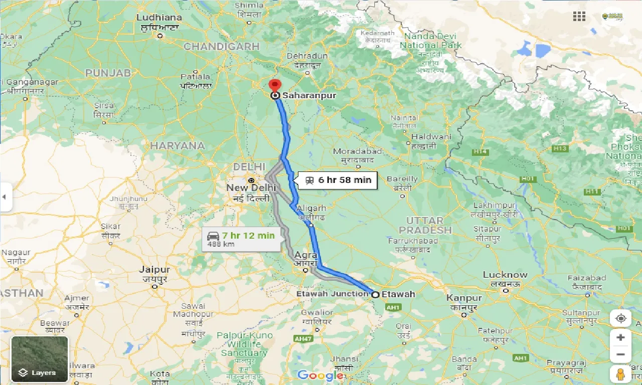 etawah-to-saharanpur-taxi