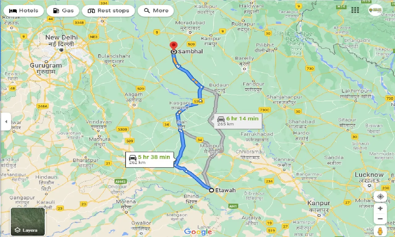 etawah-to-sambhal-one-way