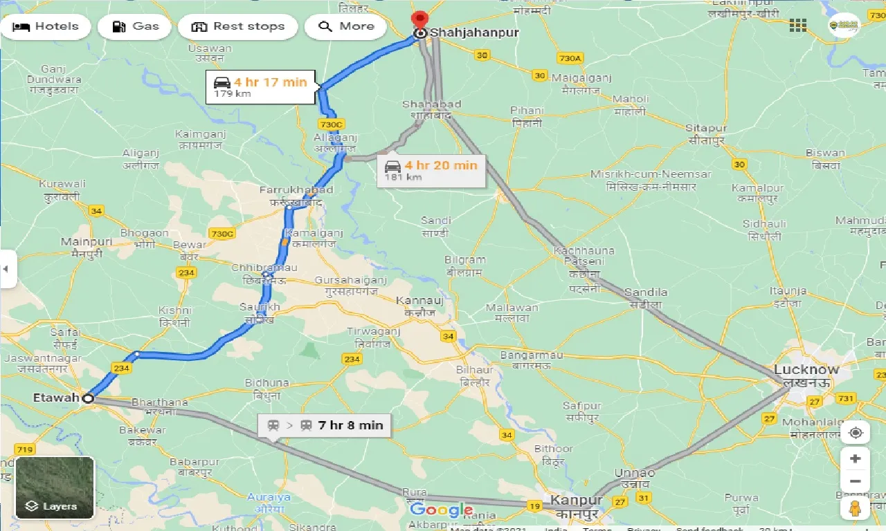 etawah-to-shahjahanpur-one-way