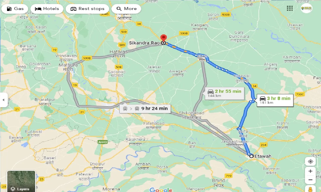 etawah-to-sikandra-rao-one-way