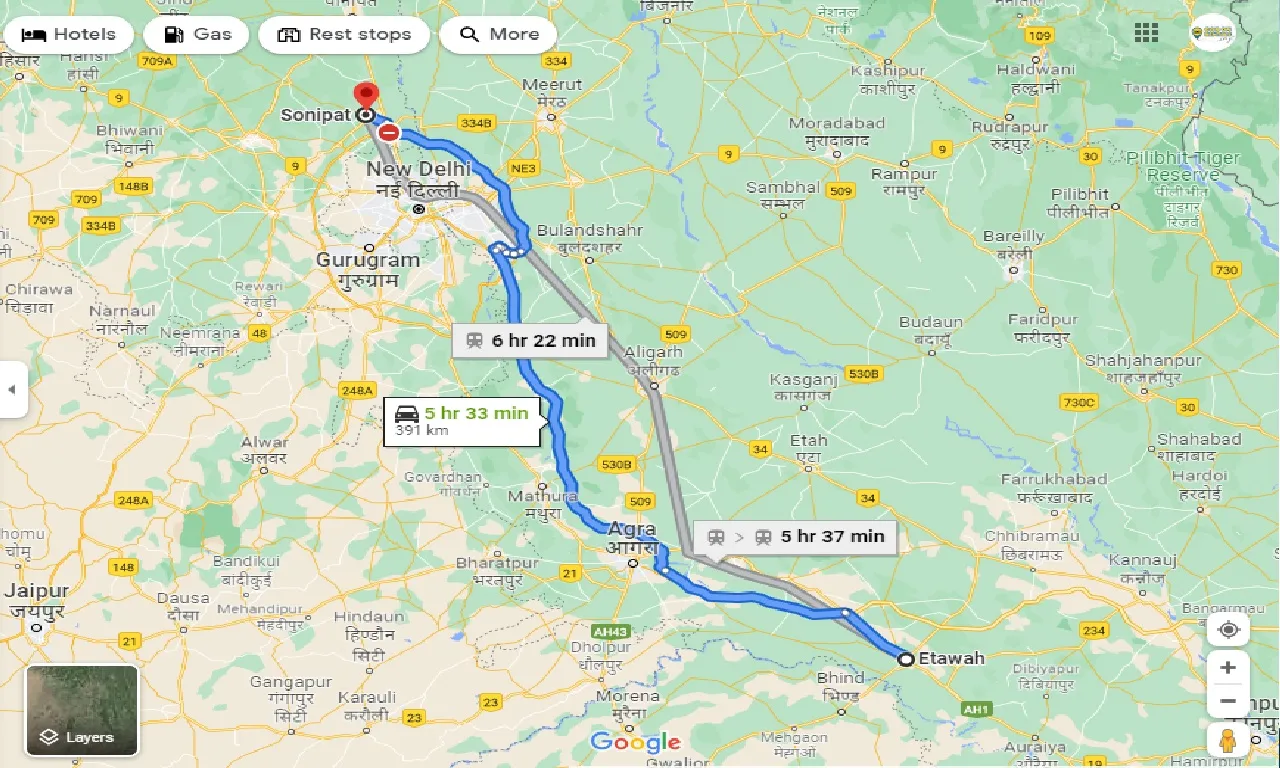 etawah-to-sonipat-taxi