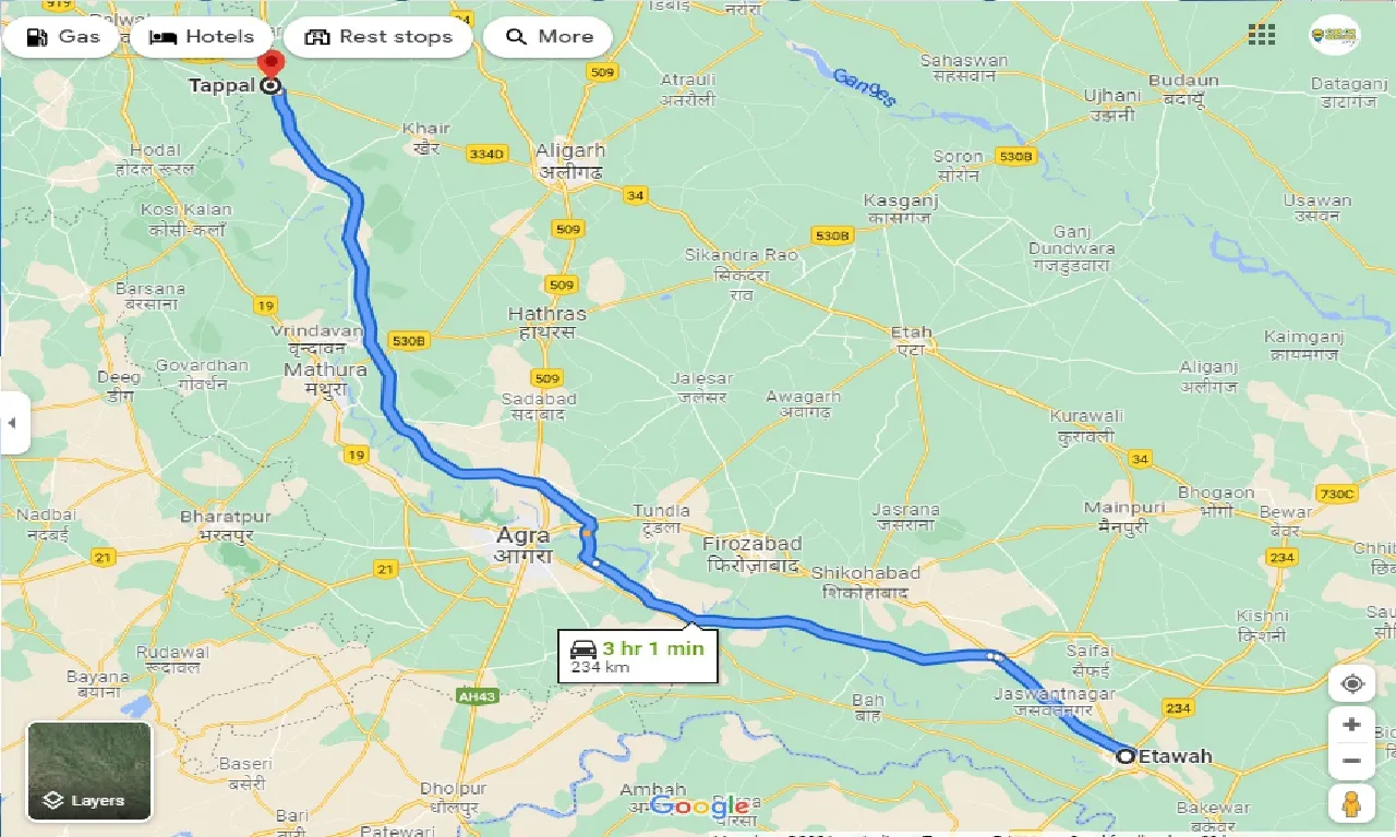 etawah-to-tappal-one-way