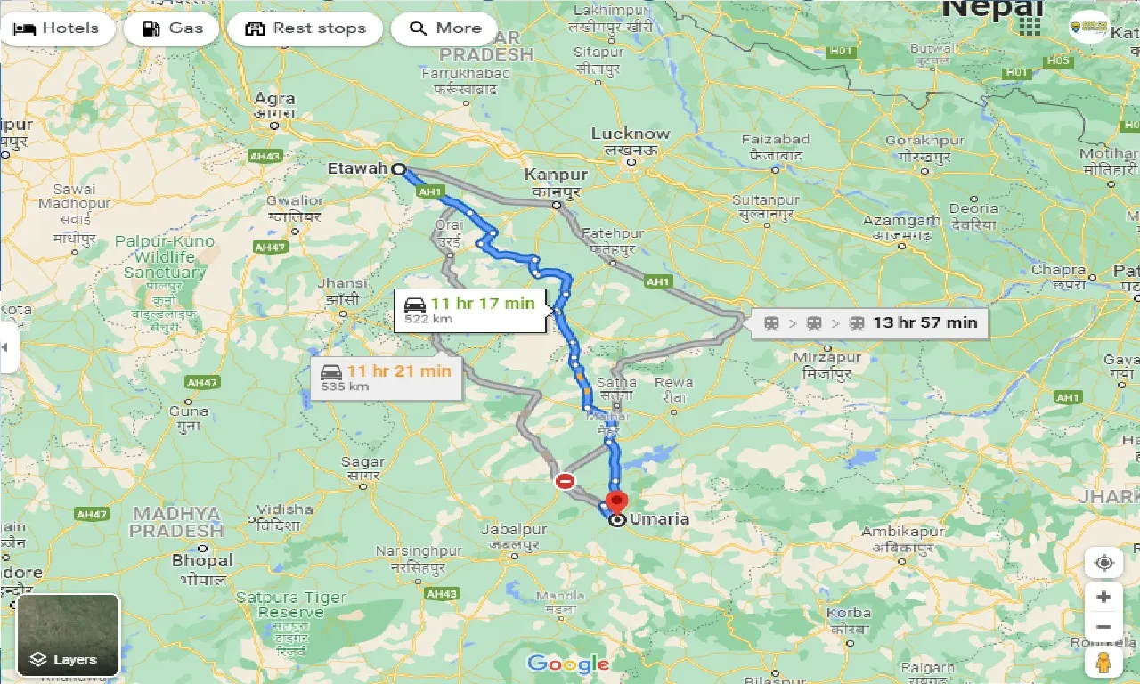 etawah-to-umaria-taxi