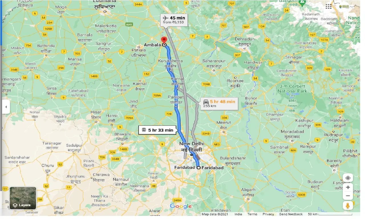 faridabad-to-ambala-round-trip