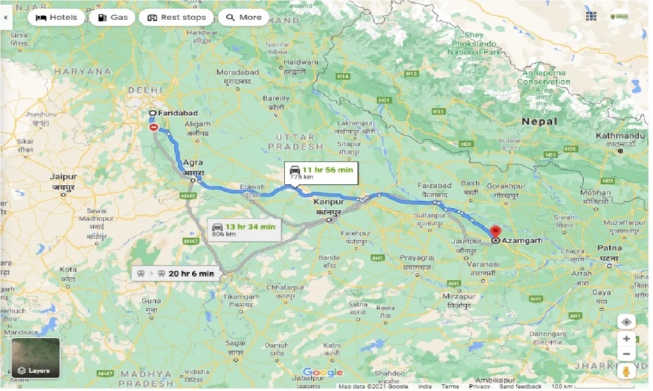 faridabad-to-azamgarh-one-way