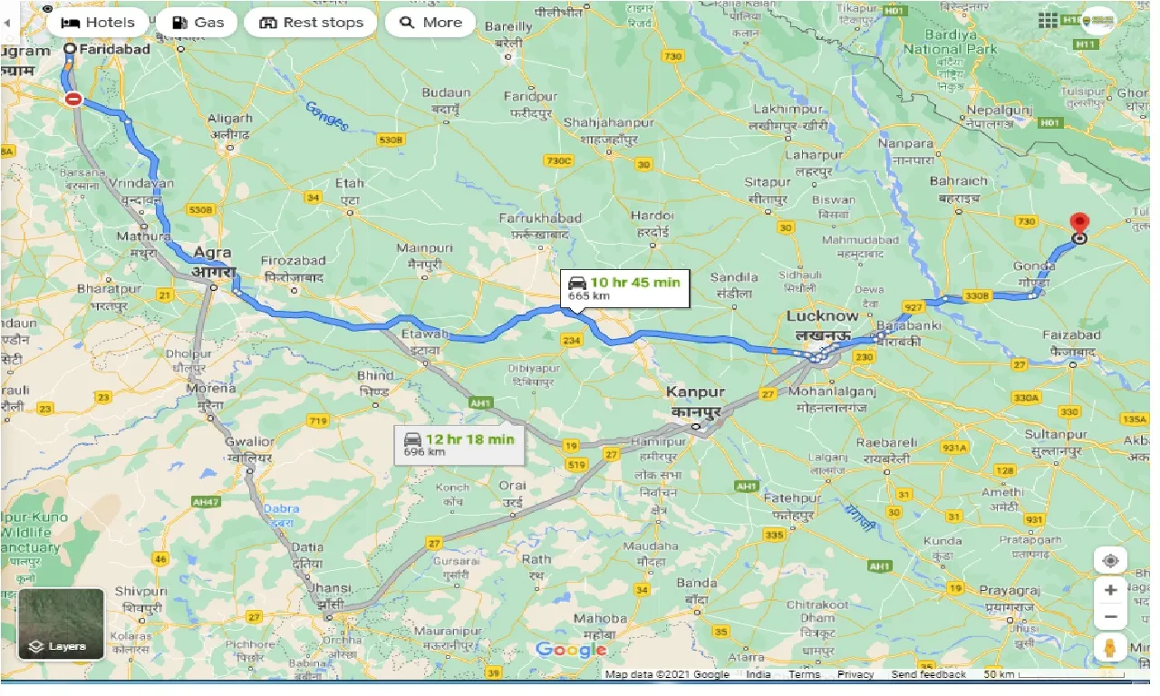 faridabad-to-balrampur-round-trip