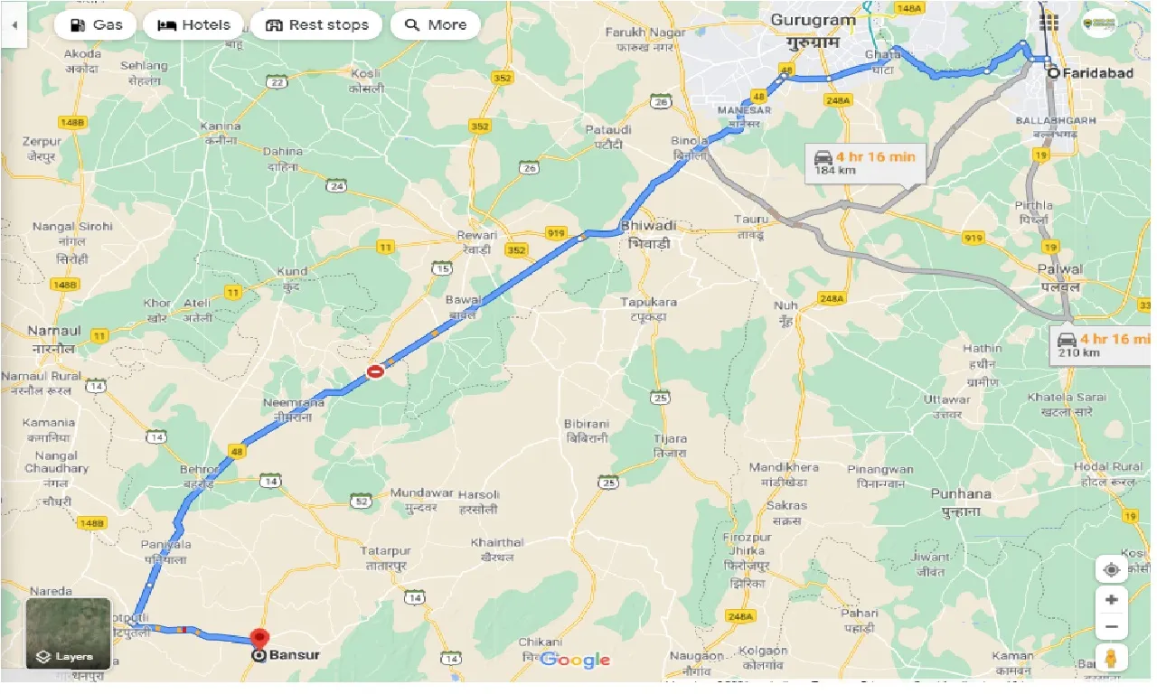 faridabad-to-bansur-round-trip