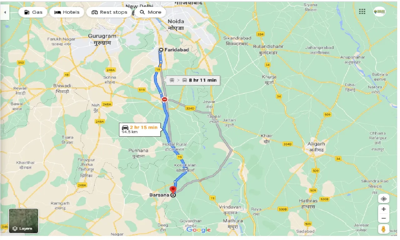 faridabad-to-barsana-round-trip