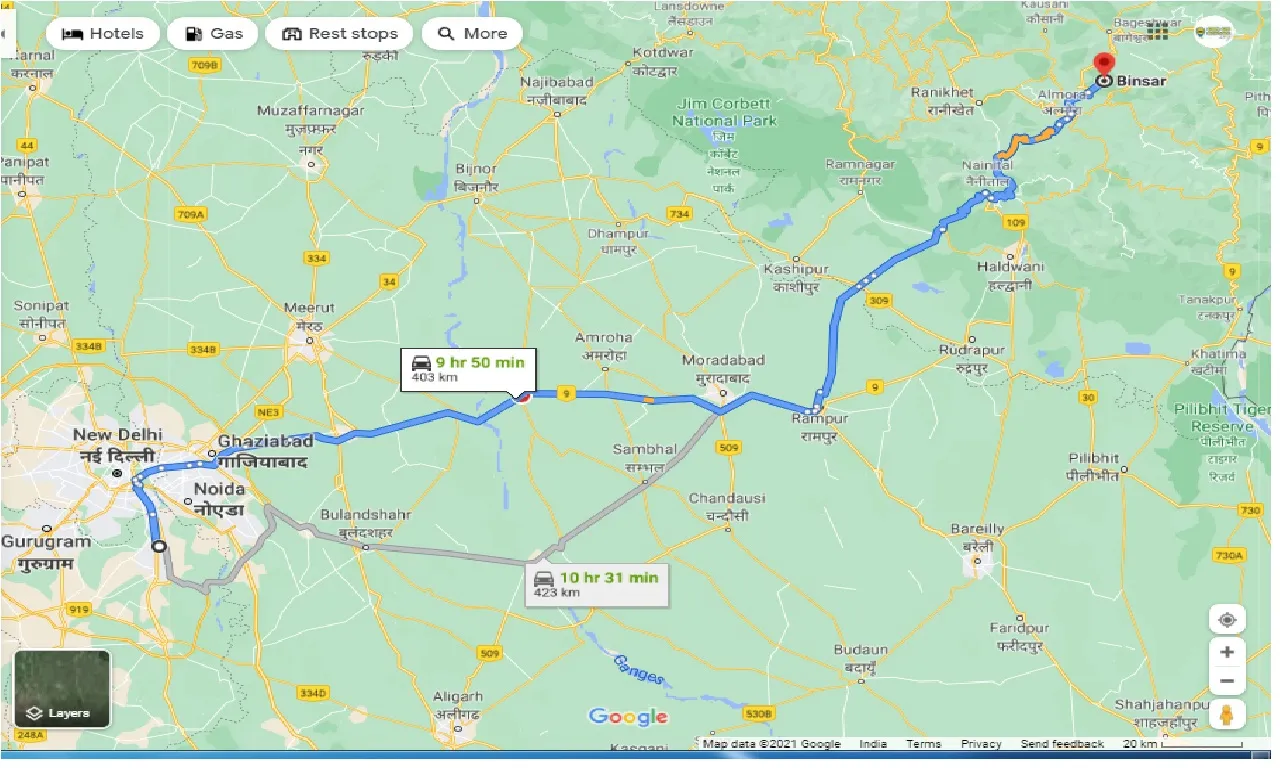 faridabad-to-binsar-one-way