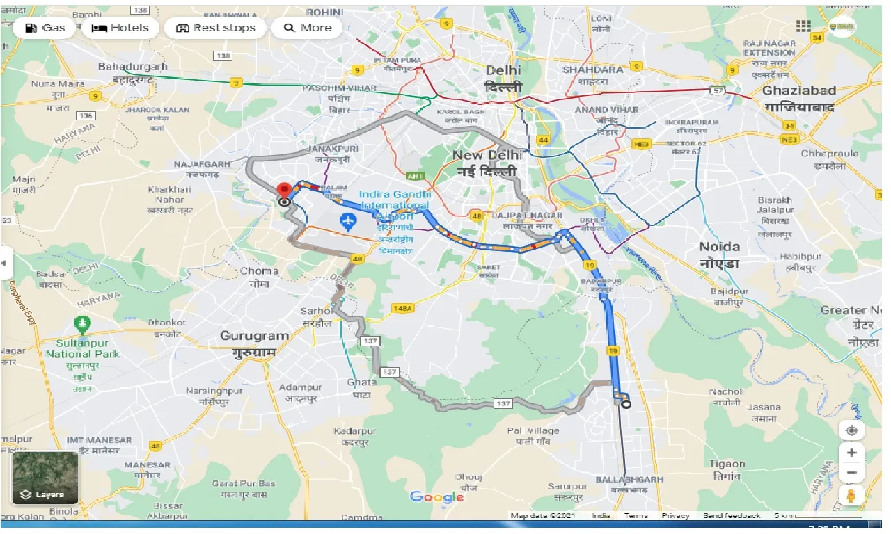 faridabad-to-dwarka-one-way