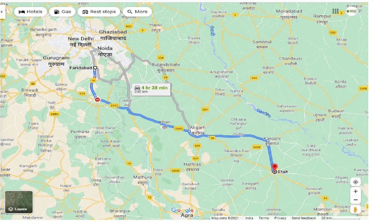 faridabad-to-etah-one-way
