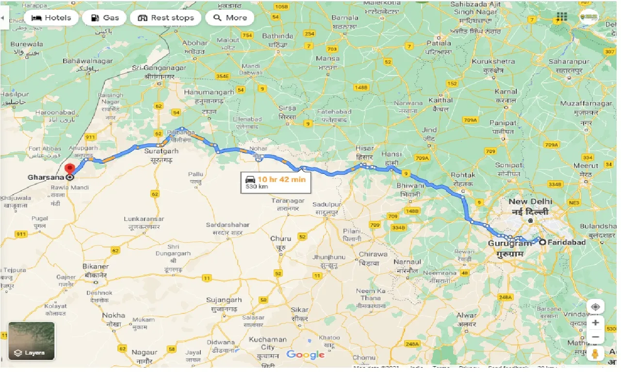 faridabad-to-gharsana-round-trip
