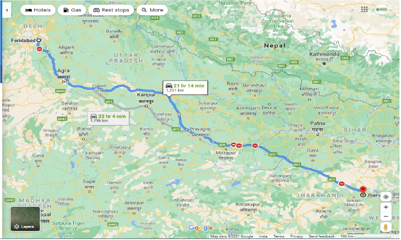 faridabad-to-jhariya-one-way