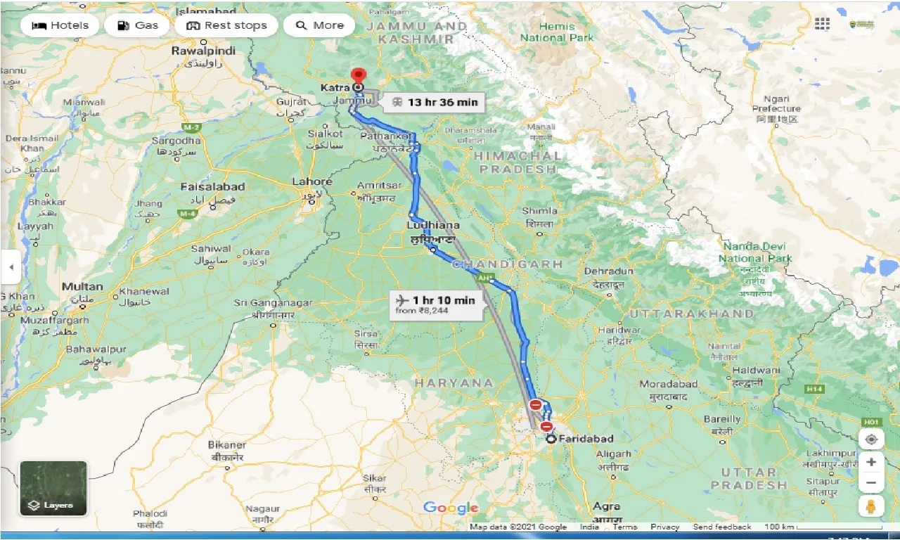 faridabad-to-katra-one-way