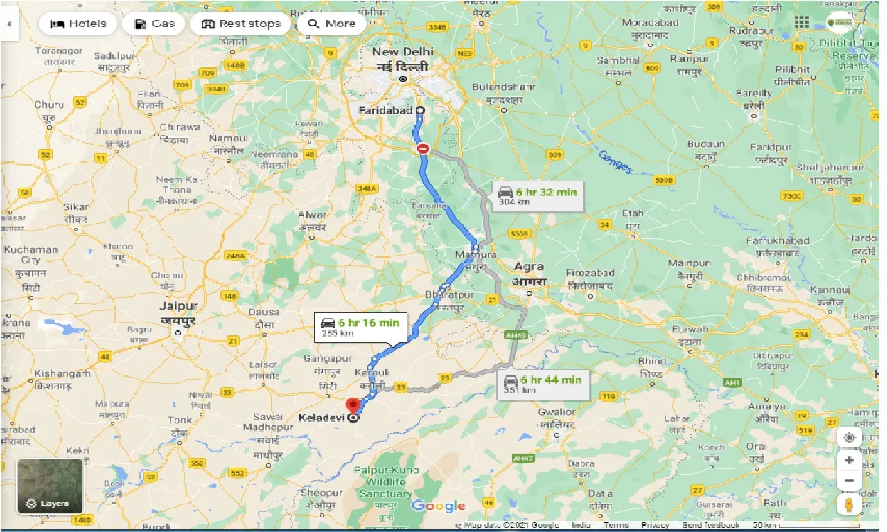 faridabad-to-keladevi-round-trip