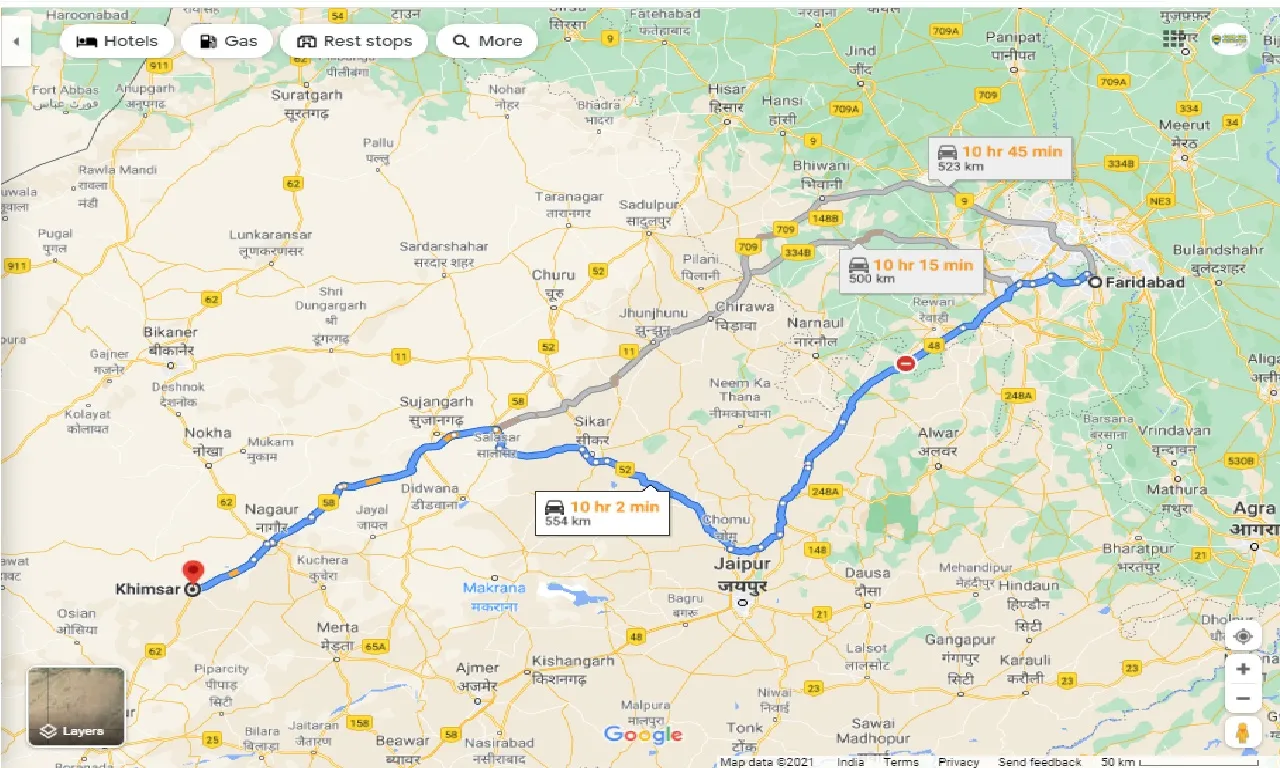 faridabad-to-khimsar-round-trip