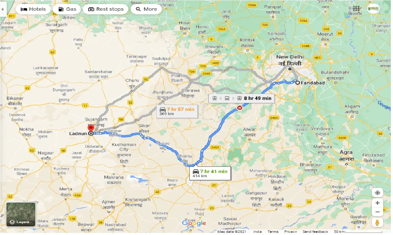 faridabad-to-ladnun-round-trip