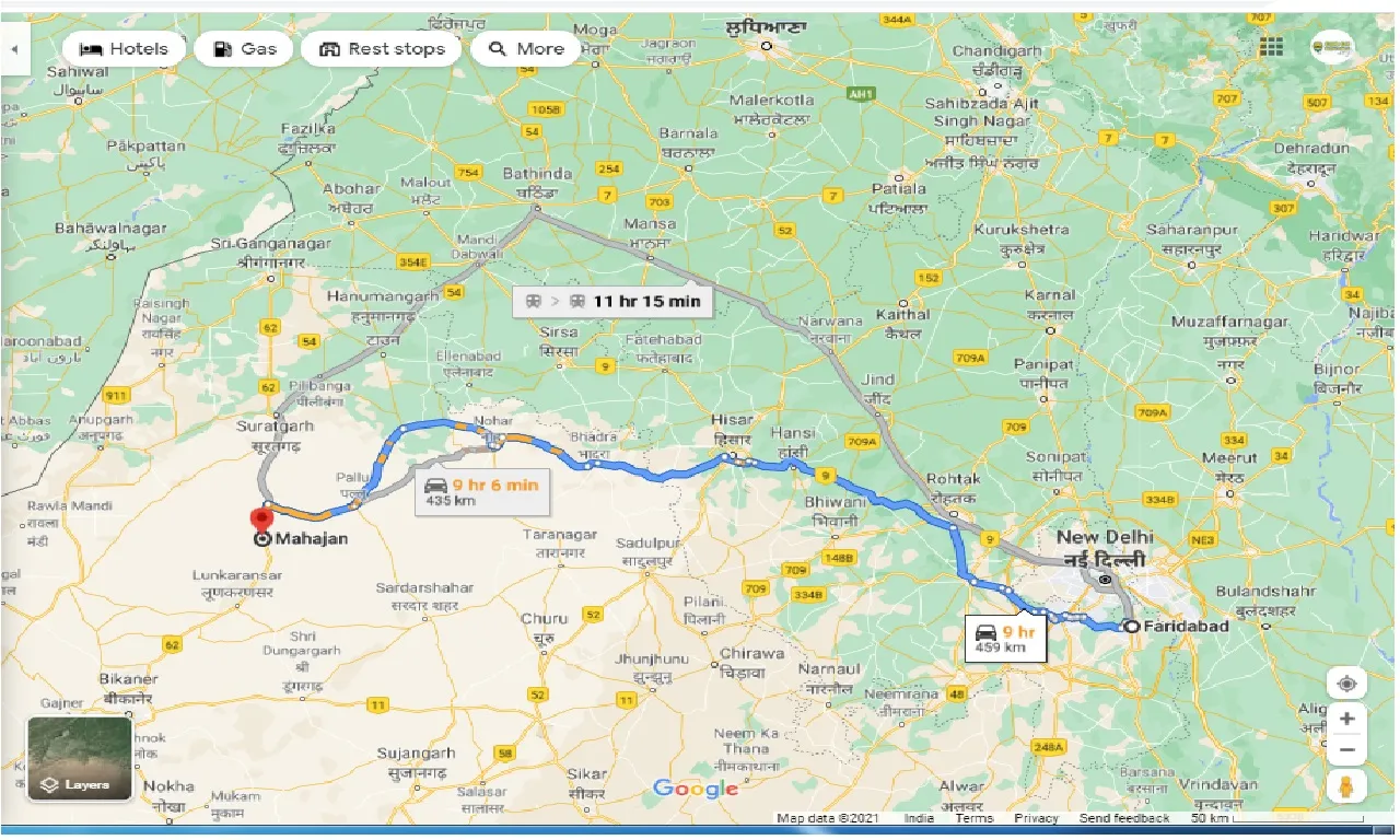 faridabad-to-mahajan-one-way