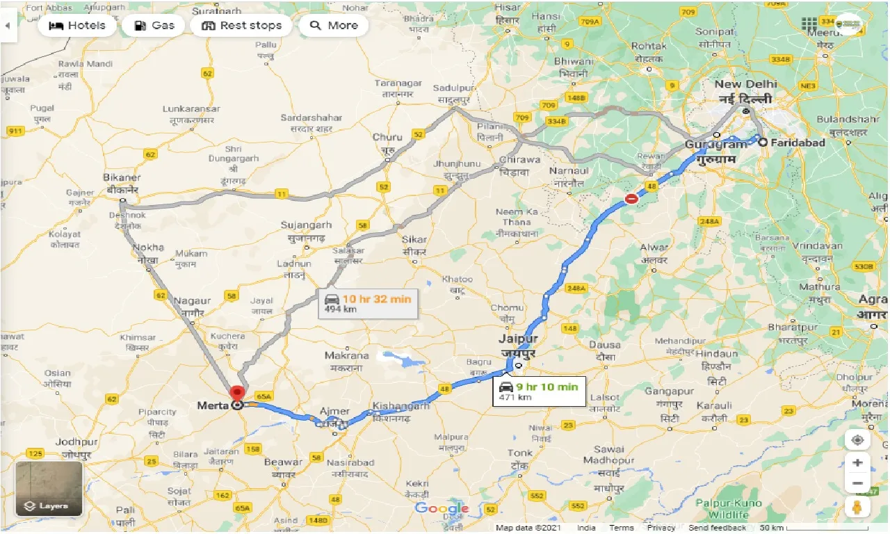 faridabad-to-merta-round-trip