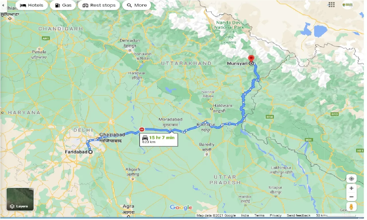 faridabad-to-munsyari-round-trip