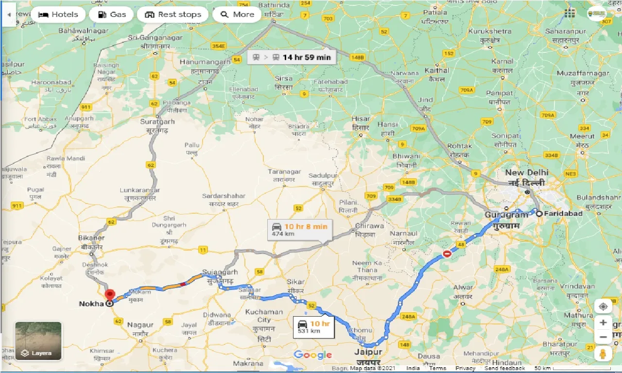 faridabad-to-nokha-round-trip