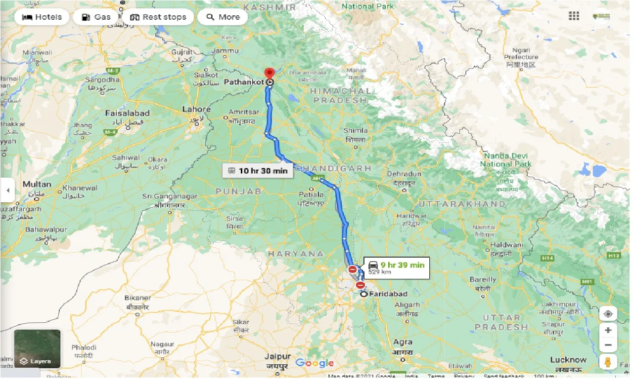 faridabad-to-pathankot-one-way