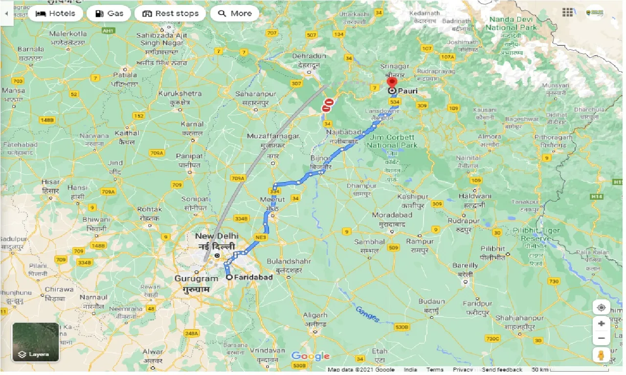 faridabad-to-pauri-one-way