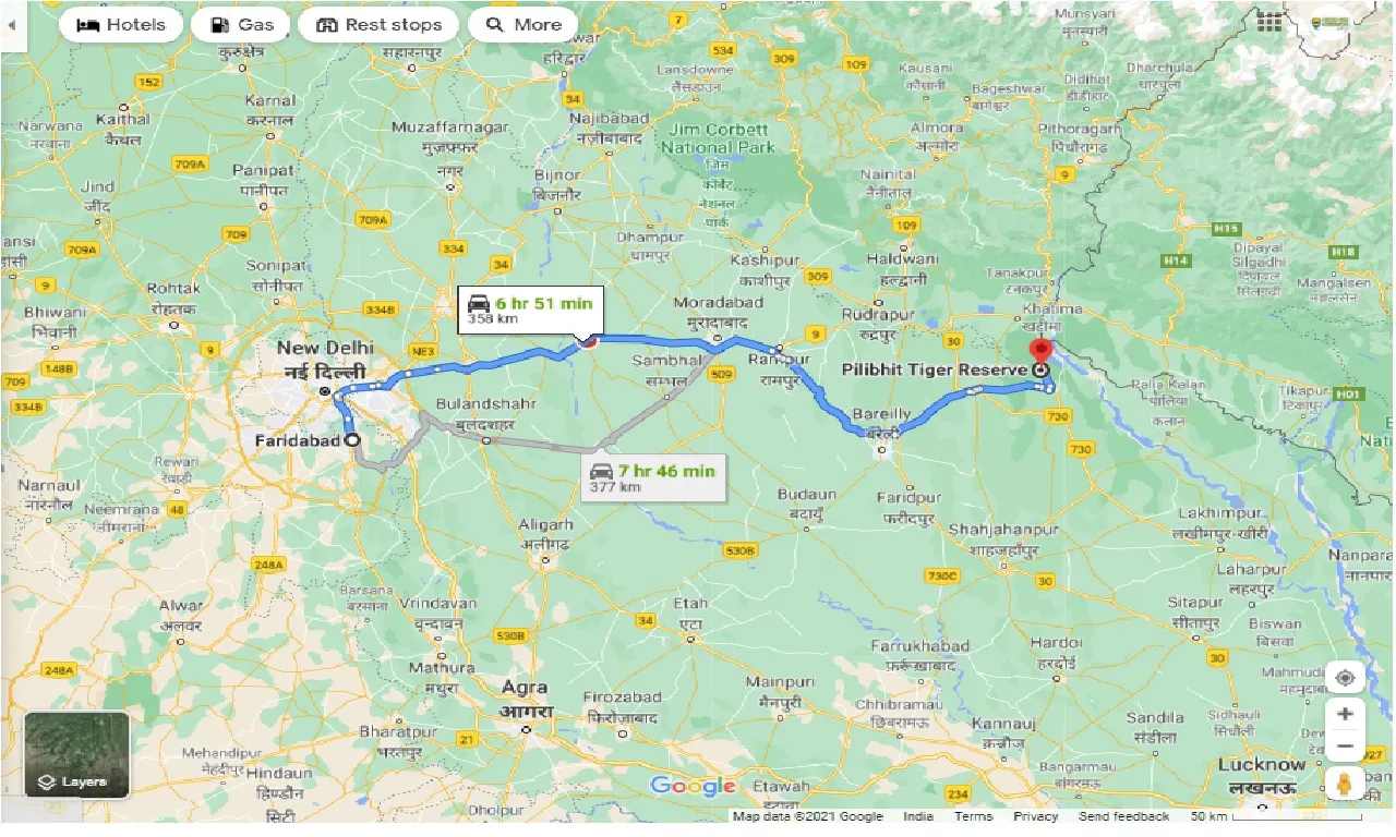 faridabad-to-pilibhit-tiger-reserve-round-trip