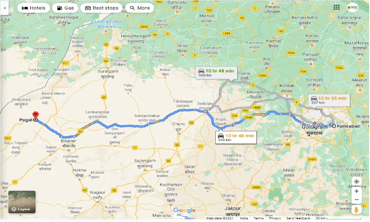 faridabad-to-pugal-one-way