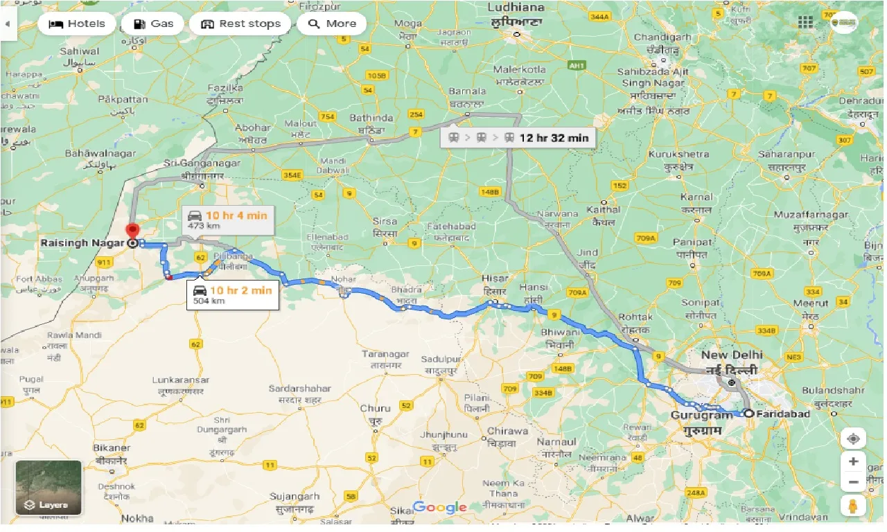 faridabad-to-raisingh-nagar-round-trip