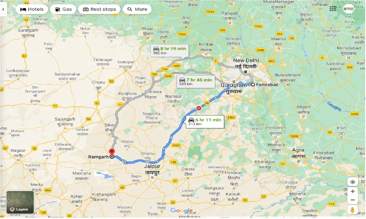 faridabad-to-ramgarh-shekhawati-one-way