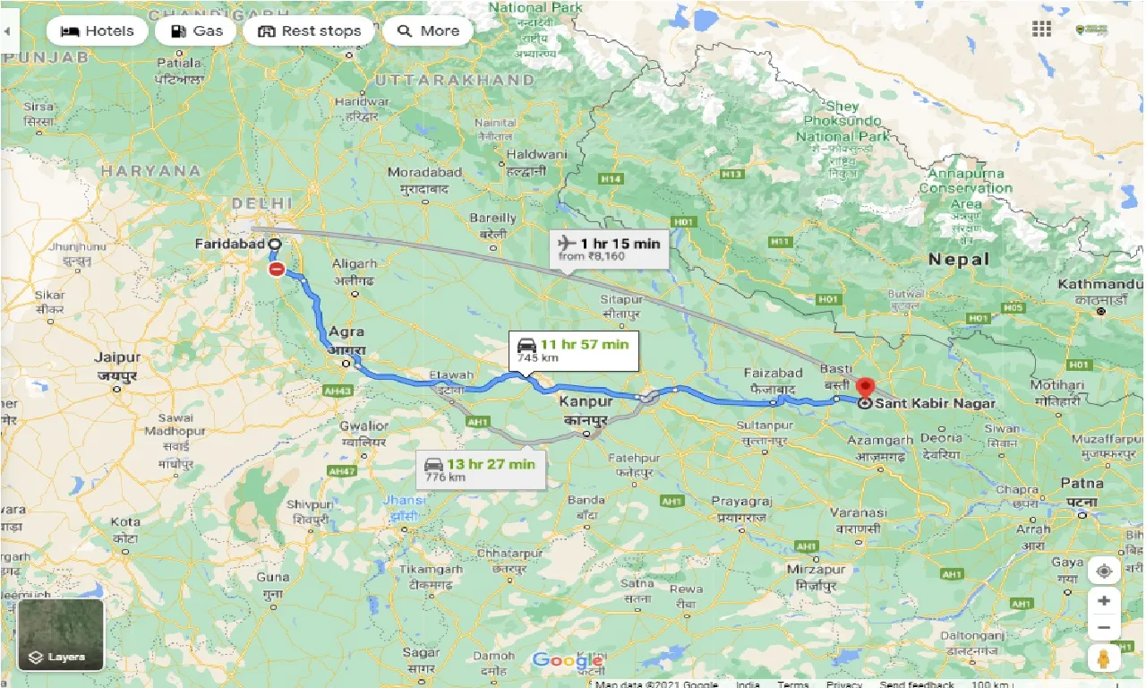 faridabad-to-sant-kabir-nagar-round-trip
