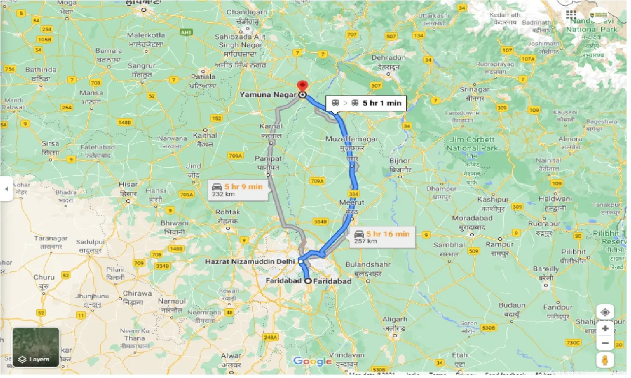 faridabad-to-yamunanagar-round-trip