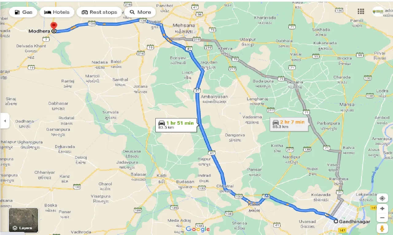 gandhinagar-to-modhera-one-way