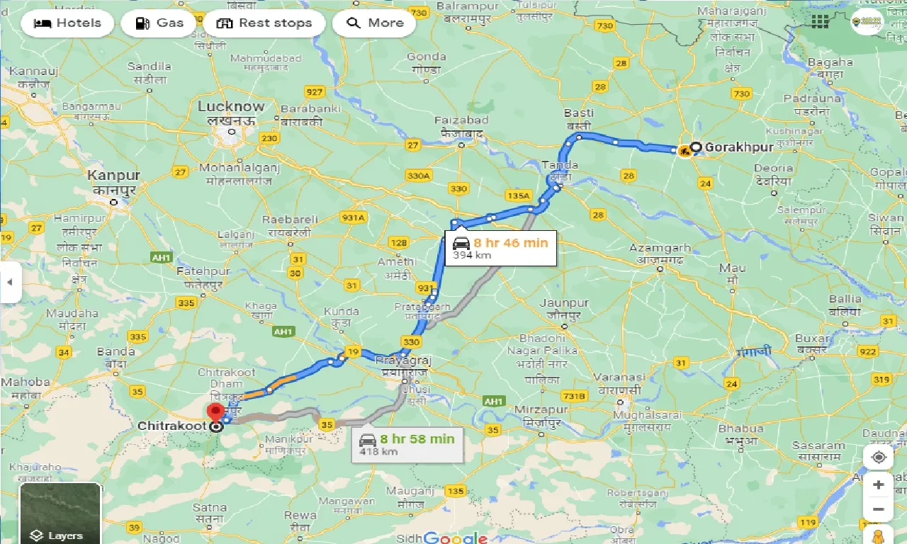 gorakhpur-to-chitrakoot-dham-taxi