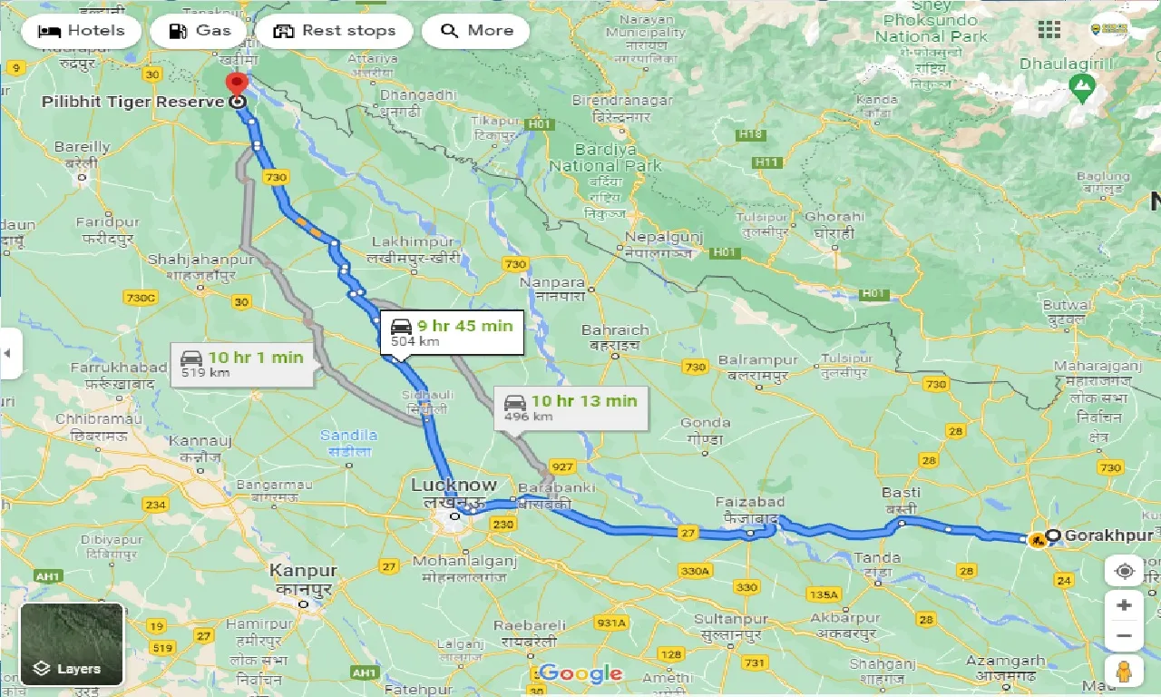 gorakhpur-to-pilibhit-tiger-reserve-taxi