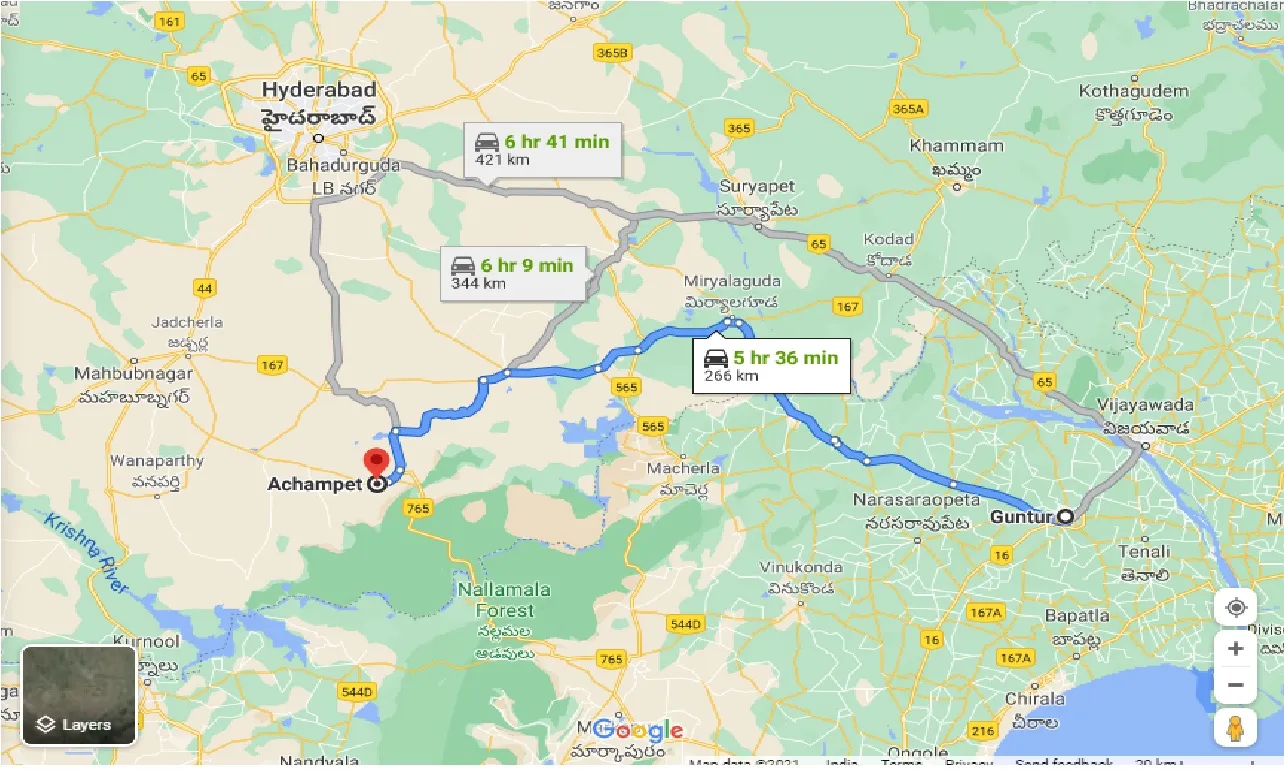 guntur-to-achampet-one-way