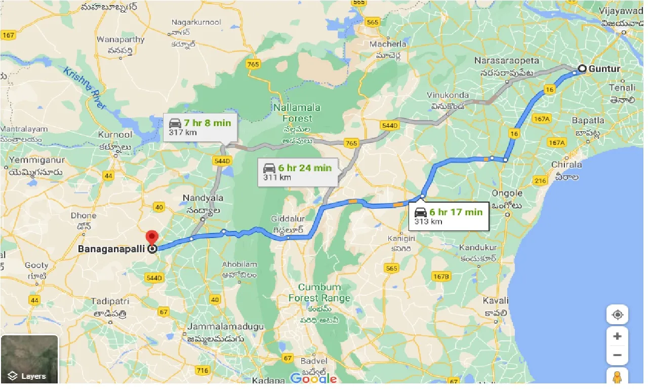 guntur-to-banaganapalli-one-way