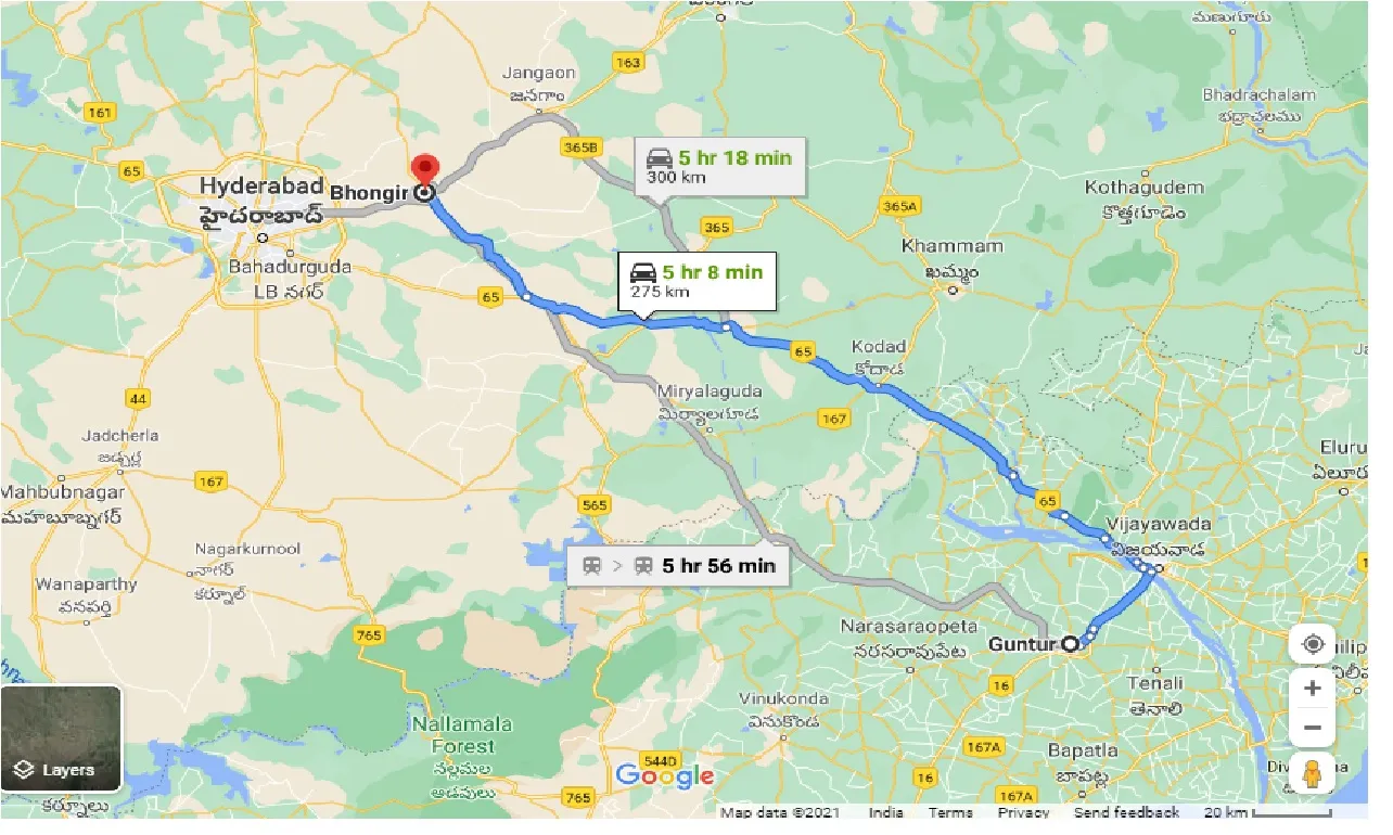 guntur-to-bhongir-taxi