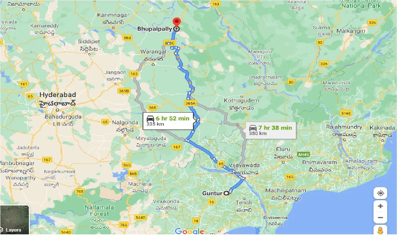 guntur-to-bhupalpally-taxi