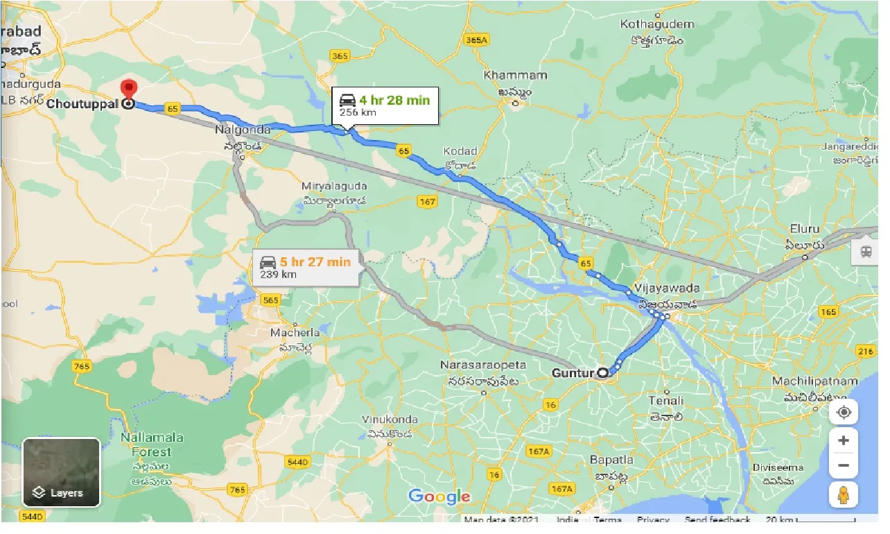guntur-to-choutuppal-taxi