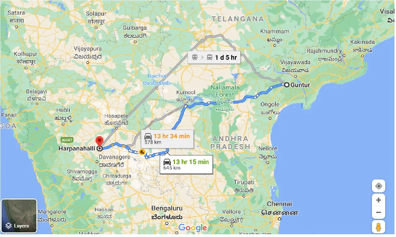 guntur-to-harpanahalli-one-way