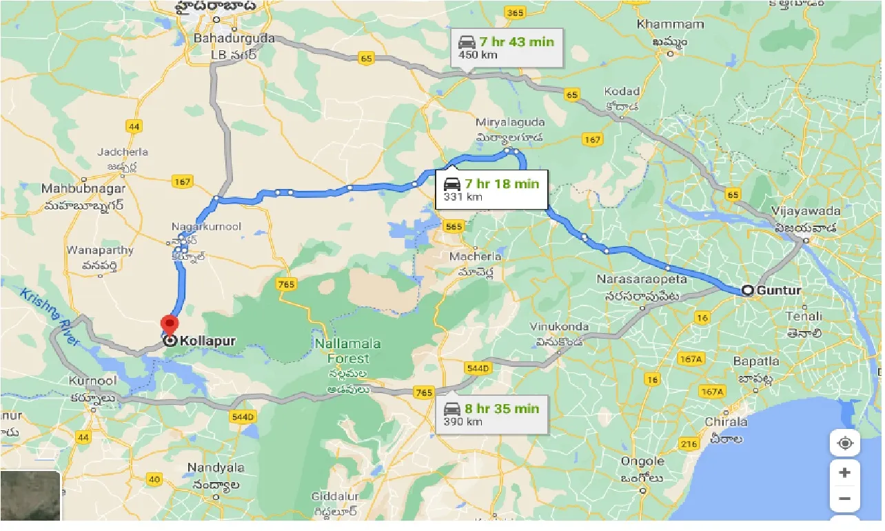 guntur-to-kollapur-taxi