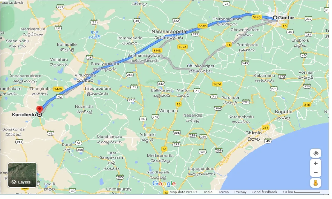 guntur-to-kurichedu-one-way