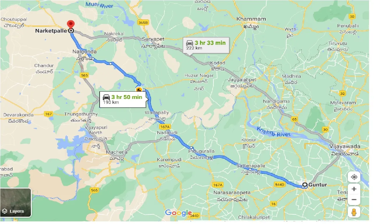guntur-to-narketpalle-one-way